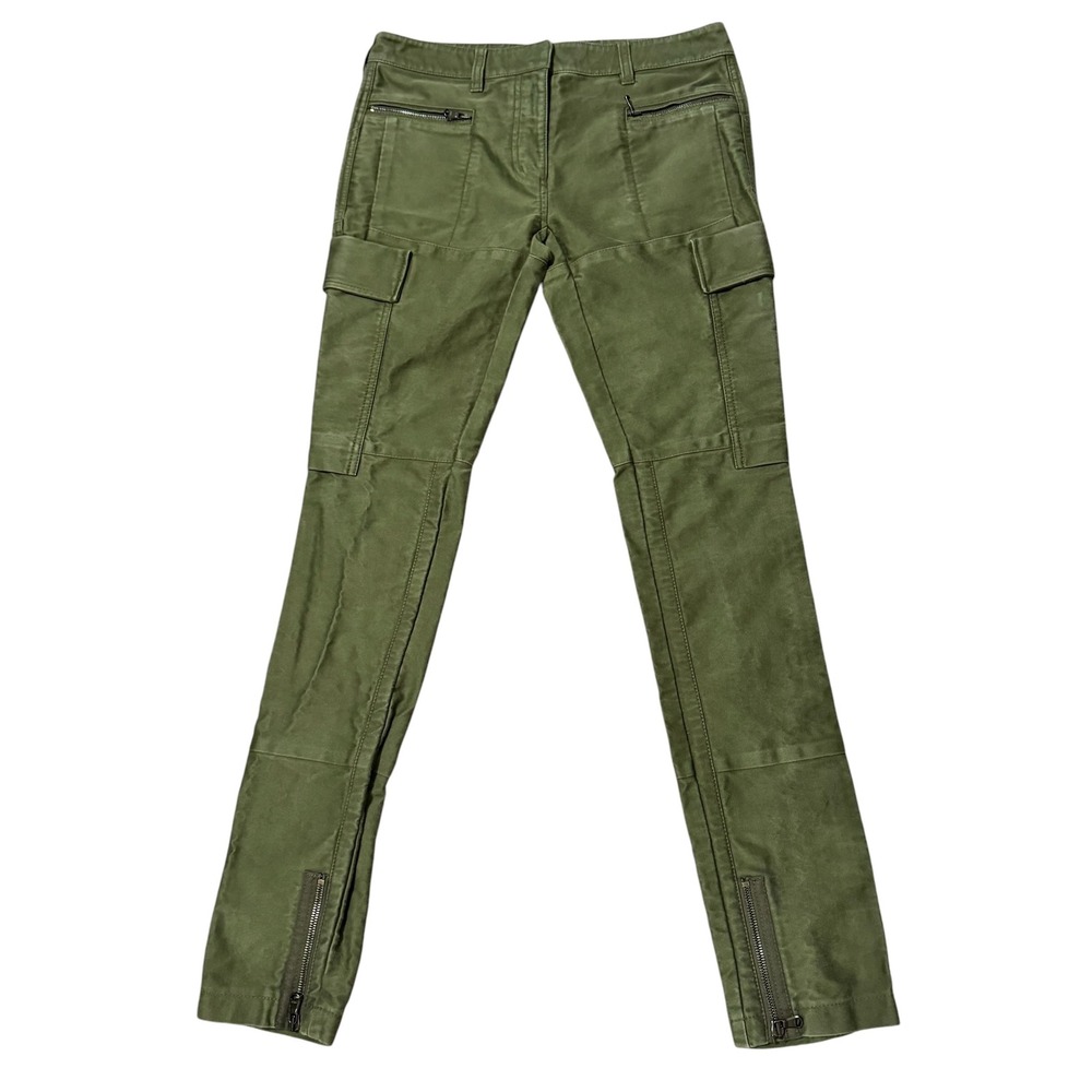 3.1 Phillip Lim Womens Olive Green Cotton Cargo Ankle Zip Slim Pants Size 2
